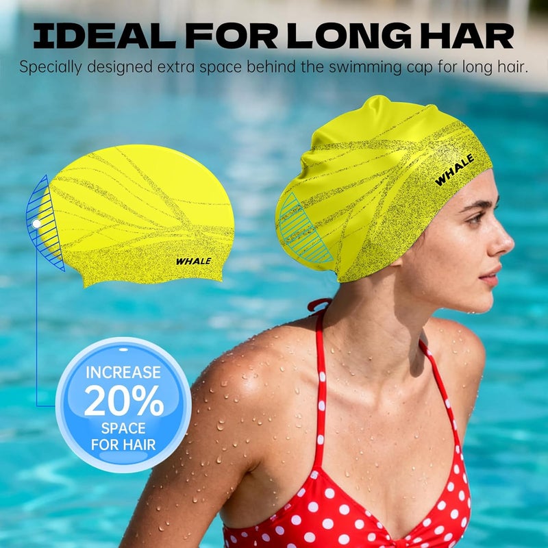 Whale Extra Large Swim Cap Designed for Men and Women with Thick, Long Hair, Hair Extensions Or Afro-Textured Hair Long-Hair Swim Cap Highly Waterproof to Keep Hair Dry - Image 3